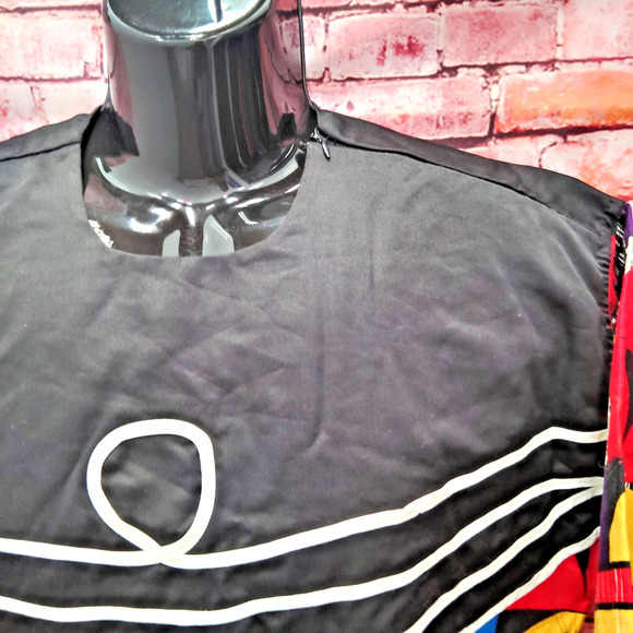 Mens Shirt Multi Geometric Print Short Sleeve Crew Neck Shoulder Zip Pullover - Picture 4 of 6